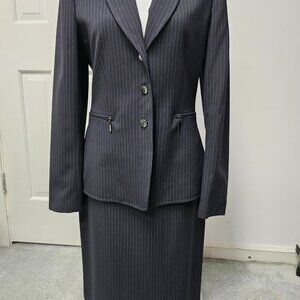 Tahari Black Pinstripe Skirt Suit